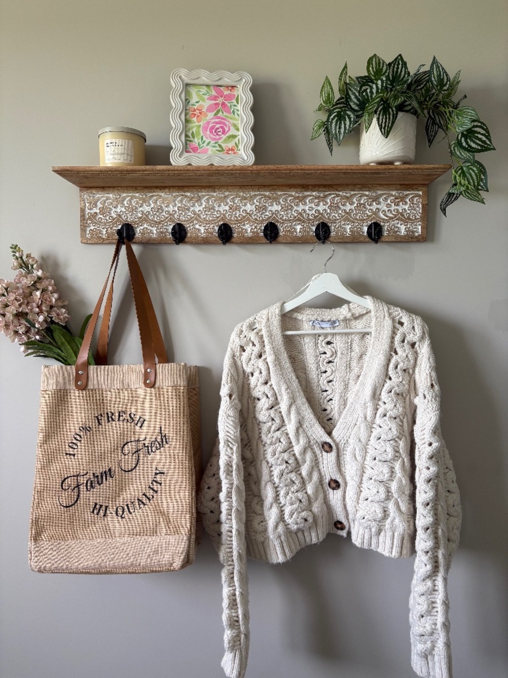 Zara Cream Cable Knit Cardigan